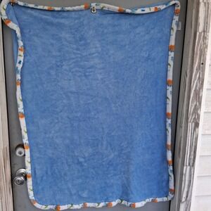 Vtg Y2K Le Bebe Favorite Blue Plush Baby Blanket Dinosaur Print Trim Lovey